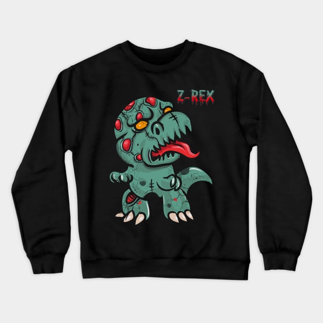 Zombie T Rex Z Rex Halloween Dinosaur Crewneck Sweatshirt by E